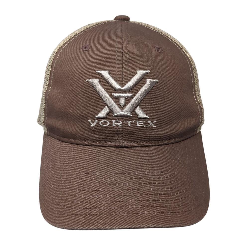 Vortex Snapback Trucker Hat Brown One Size Adjustable Mesh Back 6 Panel